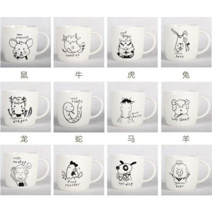 Good Sale Customised Porcelain Ceramic Juice Mug with Cartoon Printing Dn-311