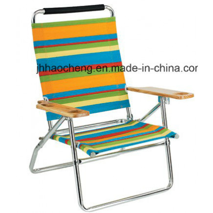 Hc-Ls-FC93 Aluminium Folding Beach Chair Outdoor Camping Folding Chair with Woodarmrests