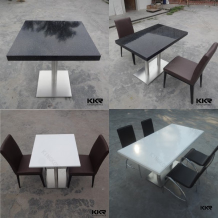 High Glossy 2 Person Food Court Solid Surface Dining Table
