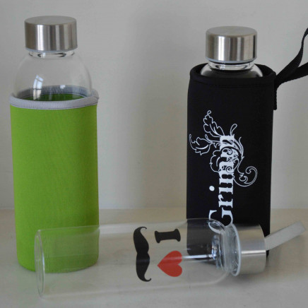 High Quality New Wholesale Glass Water Bottles, Glass Bottle with a Coat