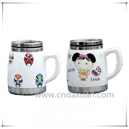 High Quality Stainless Steel Inner Ceramic Mug with Handle