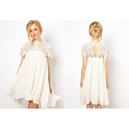 Hot! Yyh Sweet Style Summer Fashion Lace Mini White Dress