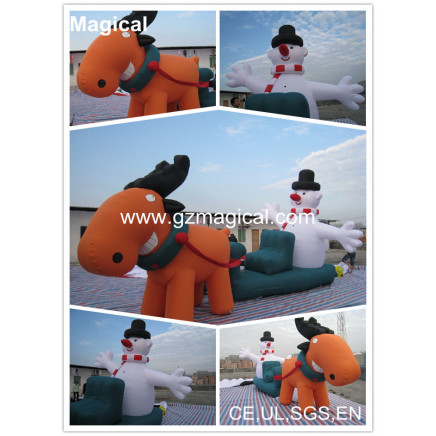 Inflatable Christmas Snowman with Reindeer for Sale (MIC-516)