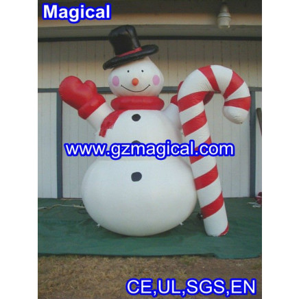 Inflatable Snowman with Candy Cane Christmas Decoration (MIC-452)