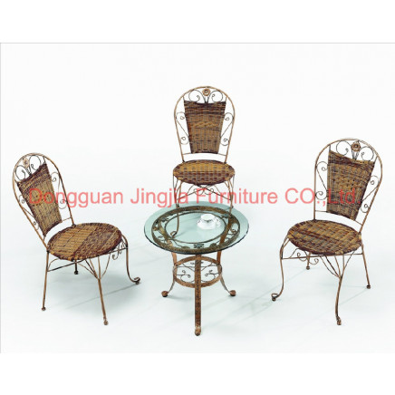 Iron Frame Cane Outdoor Garden Dining Bistro Restaurant Furniture (JJ-S468&516)