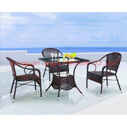Iron Frame Rattan Garden Dining Leisure Table (JJ-S438&570)