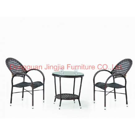 Iron Rattan Leisure Coffee Bistro Wicker Garden Dining Table (JJ-S432&583)
