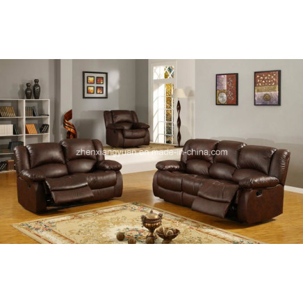 Latest Living Room Bonded Leather Brown Color Manual Recliner