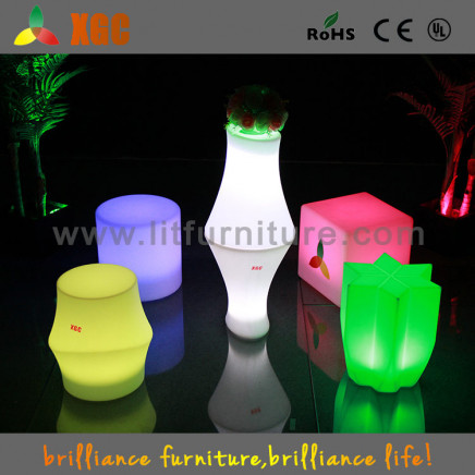 Lighted Stool Seating Furniture / LED Column Tables
