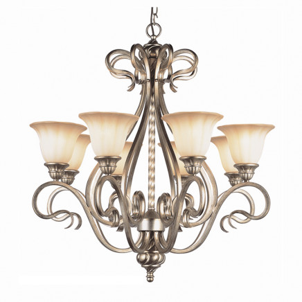 Lighting, Antique Iron Chandelier with Glass Shade (CH-850-5011X8)