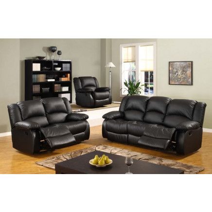 Living Room Bonded Leather Power Recliner Sofa Set