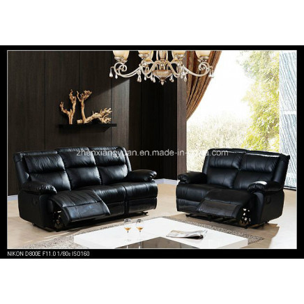 Living Room Sofas Recliner Leather Sofa with Folding Table