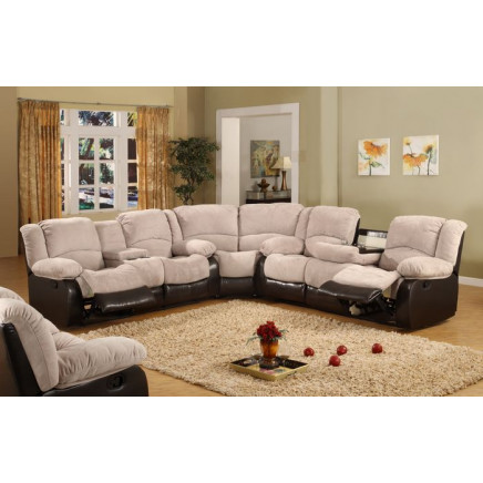 Living Room U Shape Recliner Sofa Microfiber Corner Sofa