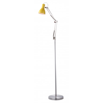 Modern Steel Reading Floor Lamp with Yellow Shade (ML6139)