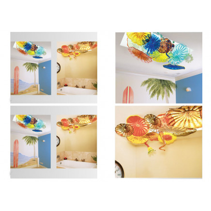 Multi Color Various Shape Plates Ceiling Lamp Decoration Art