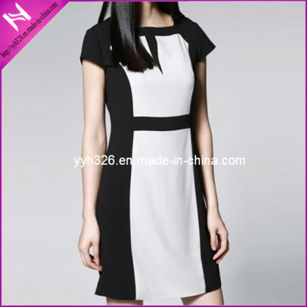 New Fashion Girls Classic Contrast Color Slim Short Dress