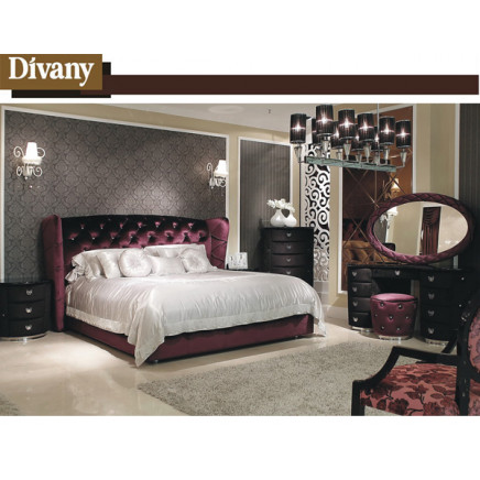 New Modern Home Bedroom Set Furniture Wooden Fabric Bed