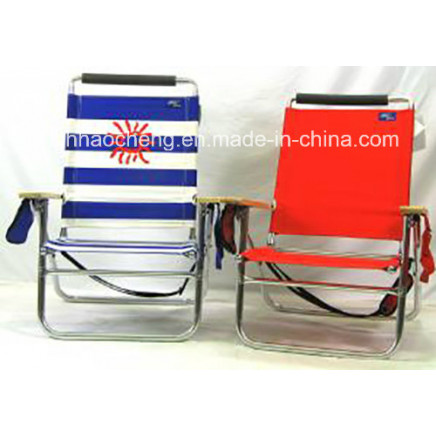 Outdoor Furniture Adult Aluminium Folding Chair Camping Chair Folding Beach Chair with Woodarmrests