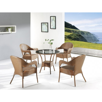Outdoor Rattan Bar Sets-5PC Outdoor Rattan Dining Set