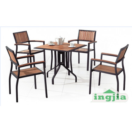 Outdoor Solid Wood Aluminium Patio Table Dinner Hotel Set (JT-502)