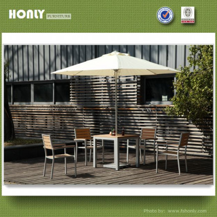 Plastic Wood Garden Chairs and Table Set Outdoor Cafe Chairs and Table