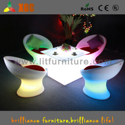 Portable LED Bar Coffee Table Chairs LED Plastic Coffee Chair