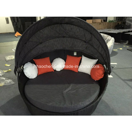 Rattan Bed Cheap Rattan Round Bed Outdoor Lounge Bed with Canopy Rattan Sunbed Hc-W-Lb06