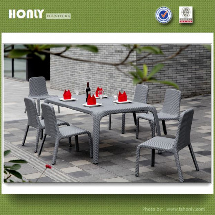 Rectangle Aluminum Rattan Dining Set Outdoor Modern Dining Set
