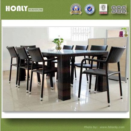 Rectangle Dining Table Set Aluminum Rattan Dining Table Set