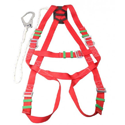 Red Full Body Safety Harness Rope Lanyard with Big Hook