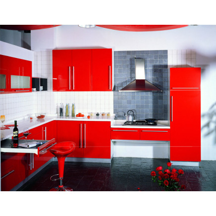 Red Glossy Kitchen Furniture (ZHUV factory)