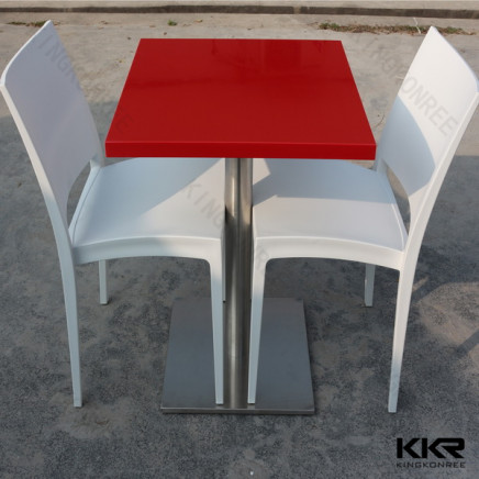 Red Solid Surface Dining Table for Fast Food Court