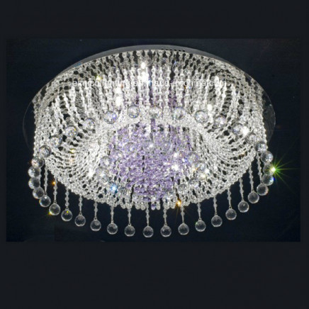 Remote Control Round Crystal Ceiling Lamp Can Be Dimmable Chandeliers Lighting