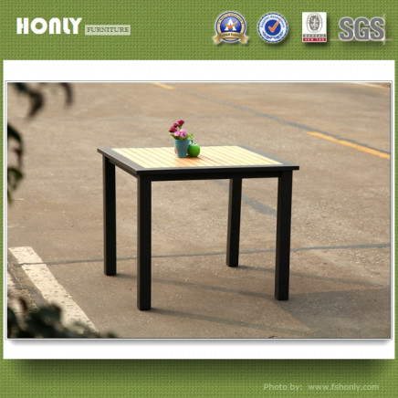 Restaurant Plastic Wood Square Table Outdoor Garden Dining Furniture Table
