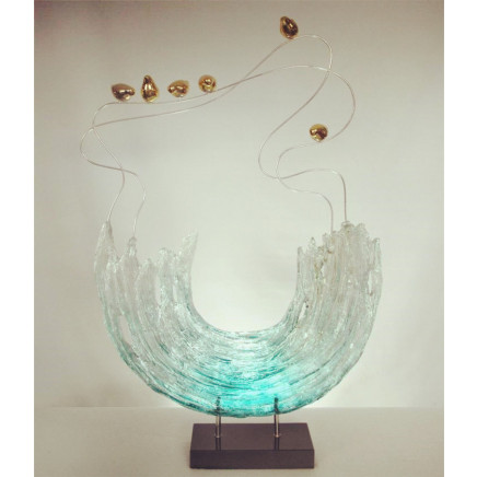 Sea Wave and Fish Resin Sculpture for Decoration