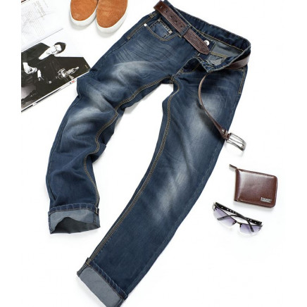 Single Color Long Denim Pants for Men