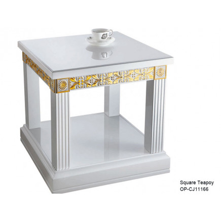 Small White Square Coffee Teapoy (CJ11166)