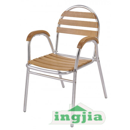 Solid Wood Hotel Metal Patio Leisure Dining Outdoor Furniture (JC-48)