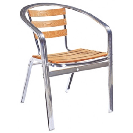 Stacking Wood Aluminum Outdoor Restaurant Coffee Project Chair (JJ-AW03)