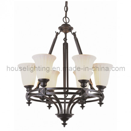 Steel Ancient Chandelier Lamp with Glass Shade (CH-850-5005X6)
