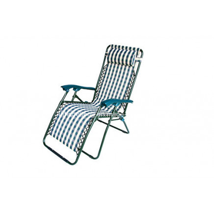 Stripe Folding Adjustable Lounge Beach Chair W/ Pillow
