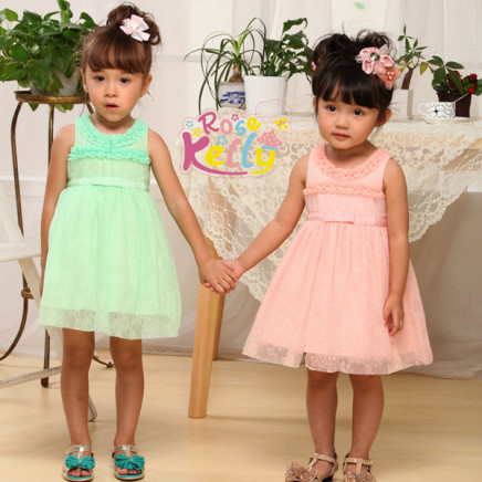 Sweet Summer Fashion Baby Dress/ Baby Garment (Green/ Pink)