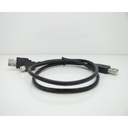 USB A to B Mini 5 Pin Date/Power Y Cable for HDD