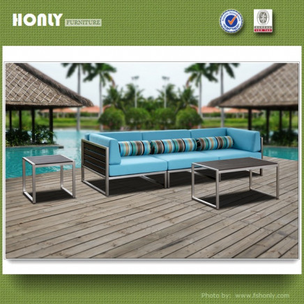 Unique Patio Metal Garden Aluminum Sofa Plastic Wood Outdoor 2015 Aluminum Sofa