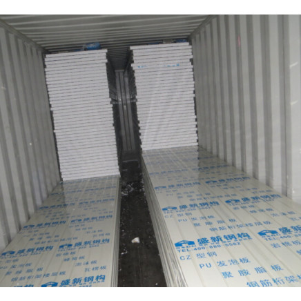 White Low Cost Prefab / Portable Warehouse Roof Sandwich Panel