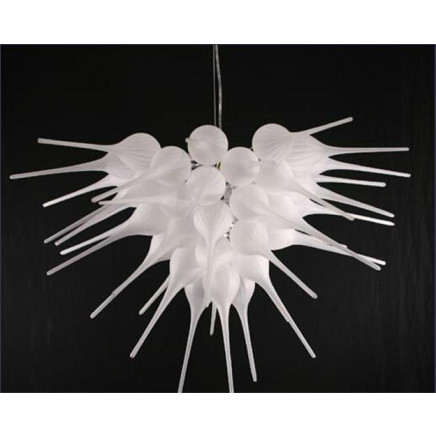 White Mouth Blown LED Glass Chandelier Lighting