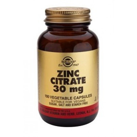 Zinc Citrate 30 mg Vegetable Capsules