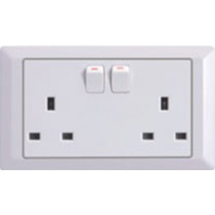 13A Switched Wall Socket, Double Wall Socket with Switch