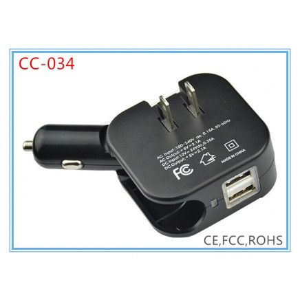 2.1A 2 in 1 Car Charger Travel Adapter (CC-034)