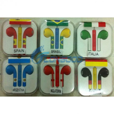 2014 World Cup Sport Earphone 3.5mm Headphone Headset with Mic for iPhone 5 5g 5s 5c